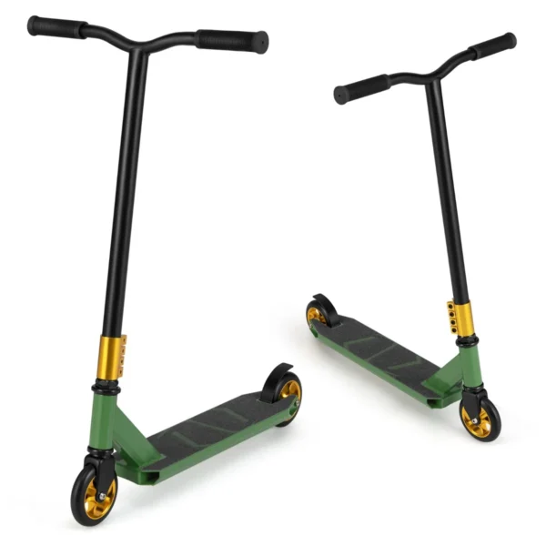 Stuntstep Met 360 Graden Besturing Stuntstep Met 110 Mm PU-Wielen ABEC-7 Kogellagers En Aluminium Dek Funscooter 100 Kg Belastbaar-Groen