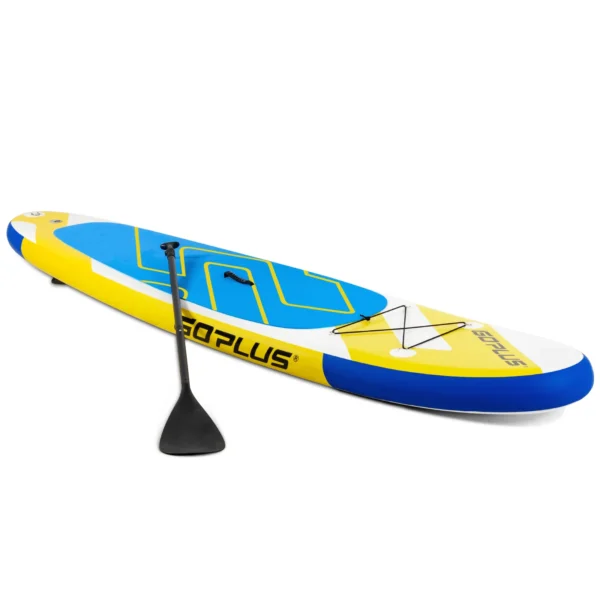 SUP Board Opblaasbaar Stand Up Paddle Board Met Breed Gebied 305 X 76 X 15 Cm Blauw + Geel + Wit