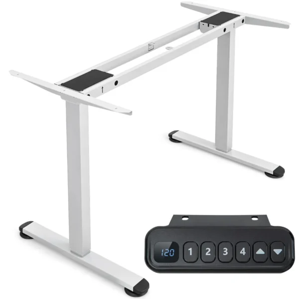 Tafelframe Met Twee Motoren Staand Lessenaarframe In Hoogte Verstelbaar Met Anti-Botsingsbescherming Geheugenfunctie (Wit)