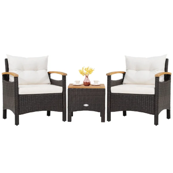 Terrasmeubelset Tuinmeubelset Buiten Rotan Meubelset Met Koffietafel Wit