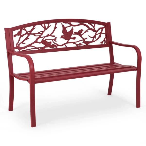 Tuinbank 3 Zits Parkbank IJzeren Bank Met Rugleuning Rood 127 X 59,5 X 87,5 Cm