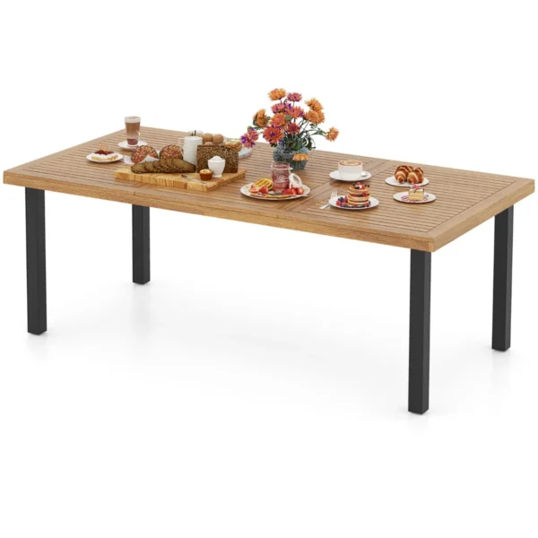 Tuintafel Met Parasolgat 200 X 100 Cm Grote Terrastafel Voor 8 Personen Rechthoekige Balkontafel Van Acaciahout Buiten Eettafel