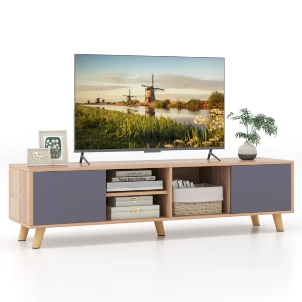 TV-Kast Met Open Plank En 2 Kasten Televisiekast Voor TV's Tot 65 Inch Televisietafel Voor Woonkamer Slaapkamer 152 X 40 X 40 Cm