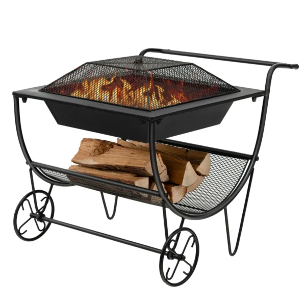 U-Vormig Brandhoutrek Metaal Brandhoutrek 75,5 X 58,5 X 56,5 Cm Zwart