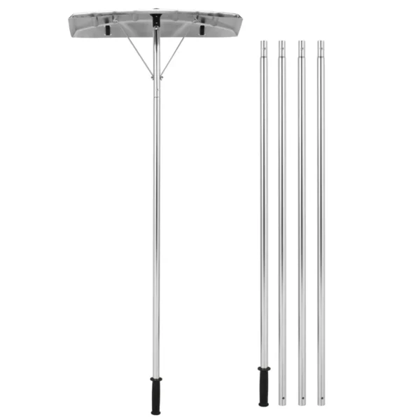Uitschuifbare Sneeuwhark Van 148-608 Cm Aluminium Sectionaal Sneeuwruimgereedschap 1 Stang En 4 Verlengstukken Blad Van 63 Cm 2 Rollen