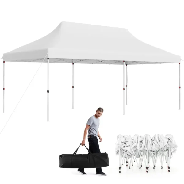 Uitschuifbare Tent 300 X 600 Cm Waterdichte Opvouwbare Partytent Met Draagtas Zonwering Stevig Buitenprieel Voor Strand Bruiloft Wit