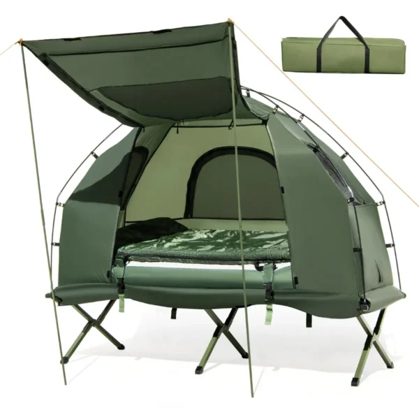 Veldbed Met Tent Campingbed Met Voortent Luchtmatras Slaapzak En Kussen Campingligstoel Met Draagtas 194 X 87 X 167 Cm