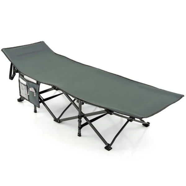 Veldbed Met Zijvak Tot 272 Kg Belastbaar Inklapbaar Campingbed Klapbed Reisligstoel Vouwbed Voor Reizen Grijs