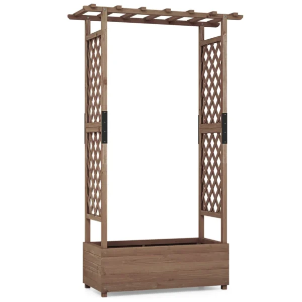 Verhoogd Bloembed Met Rankrooster En Hangend Dak Plantenbak Bloembak Voor Klimplanten En Hangende Manden Voor Balkon Tuin Bruin