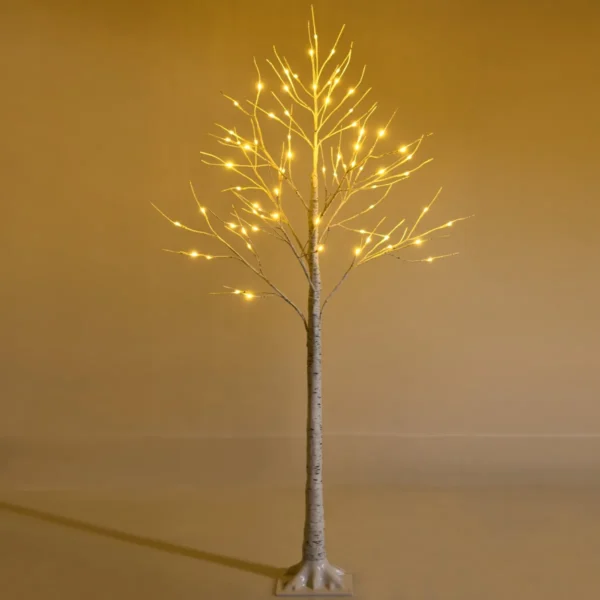Verlichte Kunstmatige Berkenboom 150 Cm Witte Berkenboom Met 72 Warm Witte LED-Lampjes Decoratie Voor Binnen Kerstmis Pasen