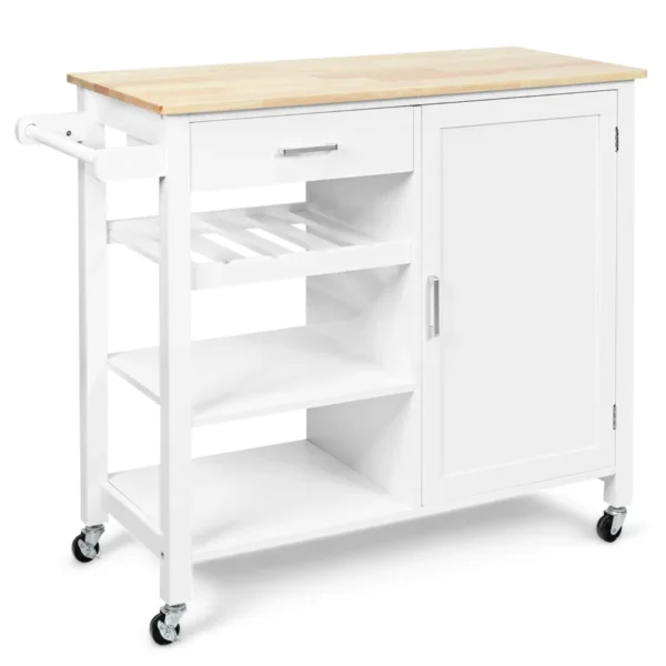 Verrijdbare Keukentrolley Verrijdbaar Keukeneiland Met Lade 100 X 48 X 90 Cm Wit
