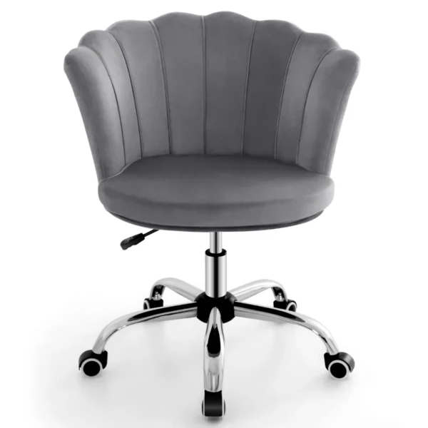 Verstelbare Fluwelen Arm Bureaustoelen Gestoffeerde Accentstoel Rollende Vrijetijdsbesteding Stoel Draaibare Thuis Kantoor Stoel (Grijs)