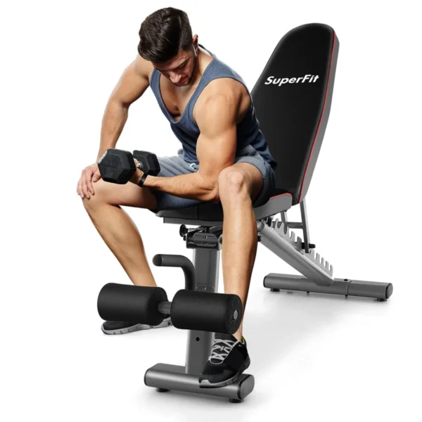 Verstelbare Gewichtsbank Robuuste Fitnessbank Van 300 Kg 2 Transportwielen Bankdrukken En Buikspieroefeningen Zwart