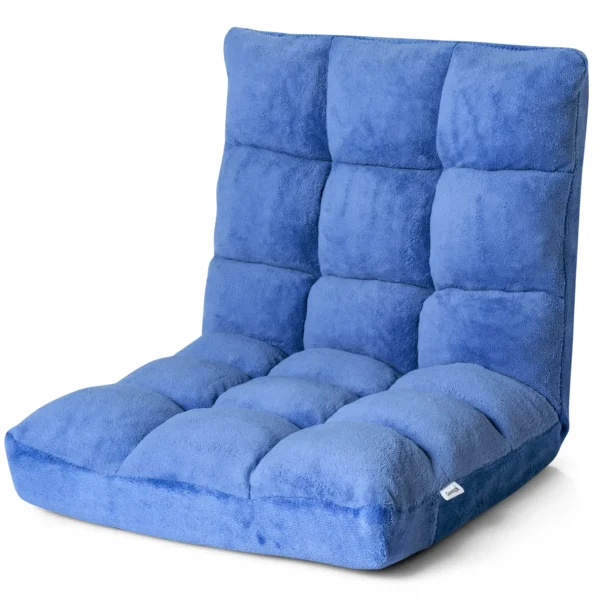 Vloer Stoel Verstelbare Vloerstoel Met Rugleuning Vloerkussen Blauw