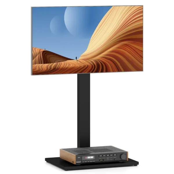 Vloer-tv-Standaard Voor 32-70" TV's Tot 50 Kg In Hoogte Verstelbare TV-Standaard Met AV-Plank Max. VESA 600 X 400 Mm Zwart