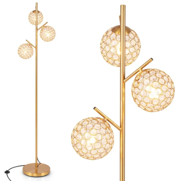 Vloerlamp Met 3 Globes Boomlamp Met Voetschakelaar 3 E27-Lampvoeten Stevige Metalen Paal Verzwaarde Voet Moderne Vloerlamp