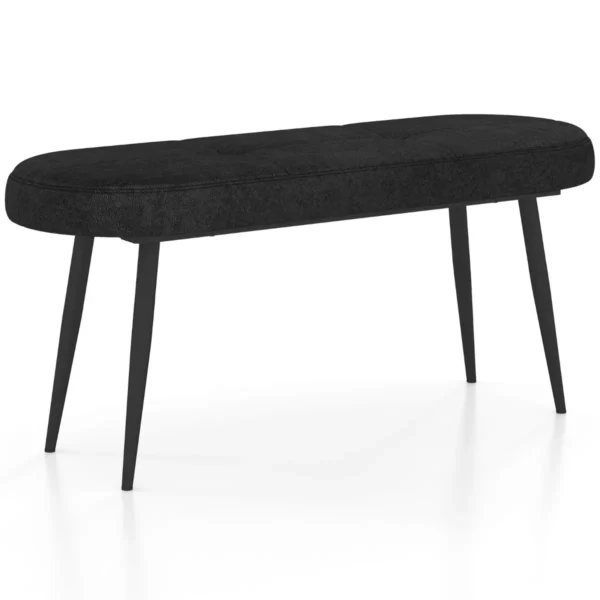 Voetenbank 113 Cm Bedbank Met Sponskussen Massief Metalen Poten 300 Kg Belastbaar Schoenenbank Voor Entree -Zwart