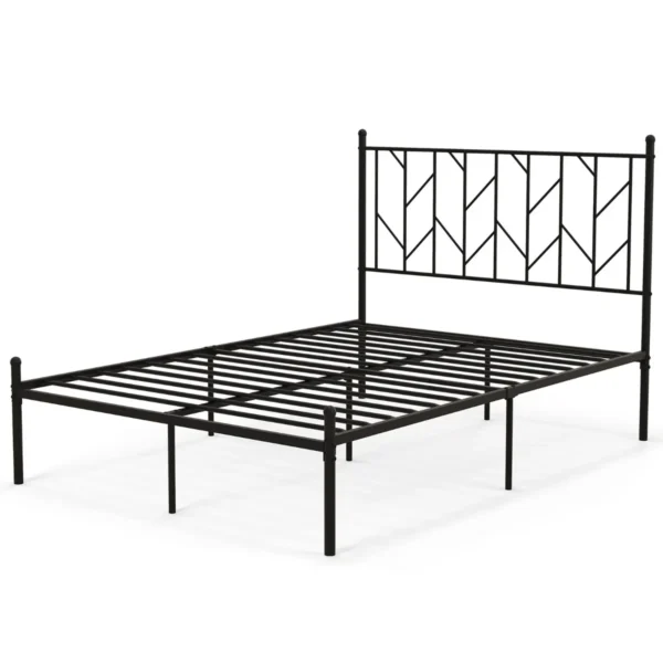 Volledig Metalen Platformbedframe Met Hoofdeinde Geruisloze Matrasbodem Met Stevige Metalen Schuifsteun Zwart 197 X 141 X 113 Cm