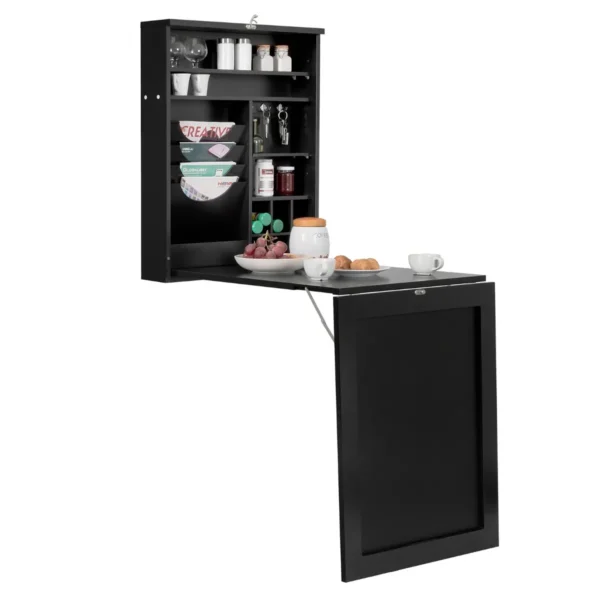 Wandtafel Inklapbaar Wandklaptafel Met Tafel Multifunctionele Bartafel Eettafel Wandmontage Klapbureau Keukentafel Laptoptafel (Zwart)