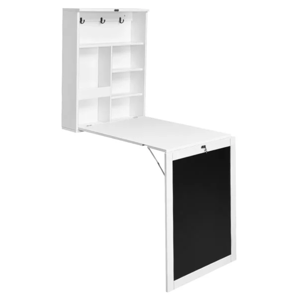 Wandtafel Uitklapbare Muur Opklaptafel Convertible Bureau Met Krijtbord Wit 60 X 15.5 X 75 Cm