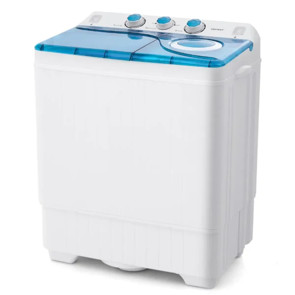 Wasmachine Met 2 Kamers Wasmachine Met Centrifuge En Afvoerpomp 6,5 Kg Wascapaciteit En 2 Kg Centrifugecapaciteit (Blauw)
