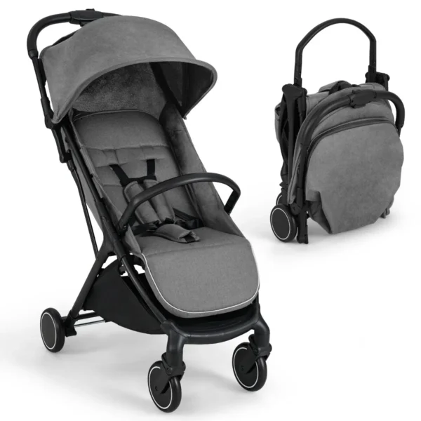 103 Cm Lichtgewicht Kinderwagen Compacte Reis Kinderwagen Met Met Eén Hand Inklapbare Zwaartekracht Draagbare Peuter Kinderwagen -Grijs