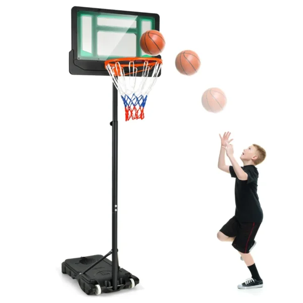 154-210 Cm In Hoogte Verstelbaar Basketbalstandaard Binnen/Buiten Basketbalkorf Met Standaard En 2 Wielen Voor Kinderen/ Volwassenen-Groen