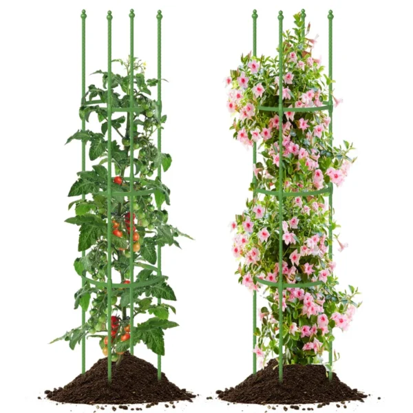 2-Delige Set Tomatensteun Met Verstelbare Hoogte & 6 Ringen Tomatenkooi Plantenkooi