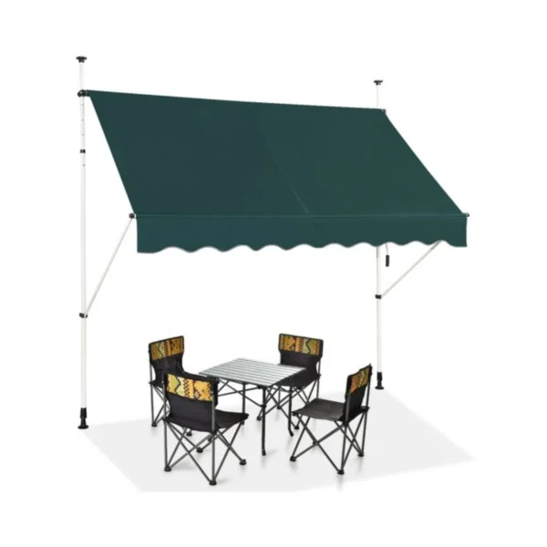 200cm Oprolbaar Luifel Met Zwengel In Hoogte Verstelbaar Van 200-300cm Aluminium En UV-Bestendig Oxford Doek Groen