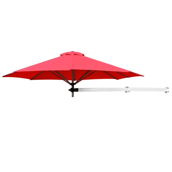 247cm Wandgemonteerde Cantilever Parasol Patio Wandgemonteerde Parasol Met Verstelbare Paal Kantelbare Parasol Rood