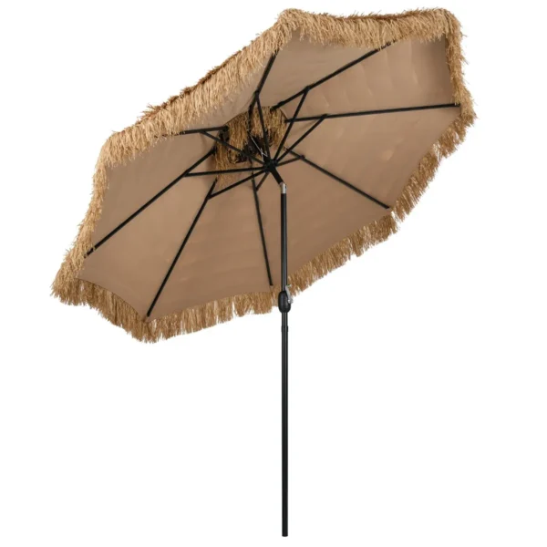 299 Cm Rieten Tiki Parasol Hawaii Dubbeldeks Marktparasol Met Slinger Terrasparasol Stroparasol Voor Tuin Zwembad Balkon