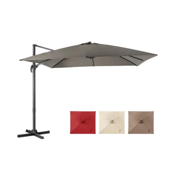 300 X 300 Cm Parasol Zweefparasol Met Zwengel Tuinparasol Kantelbaar 360° Draaibaar Grote Terrasparasol Marktparasol Grijs