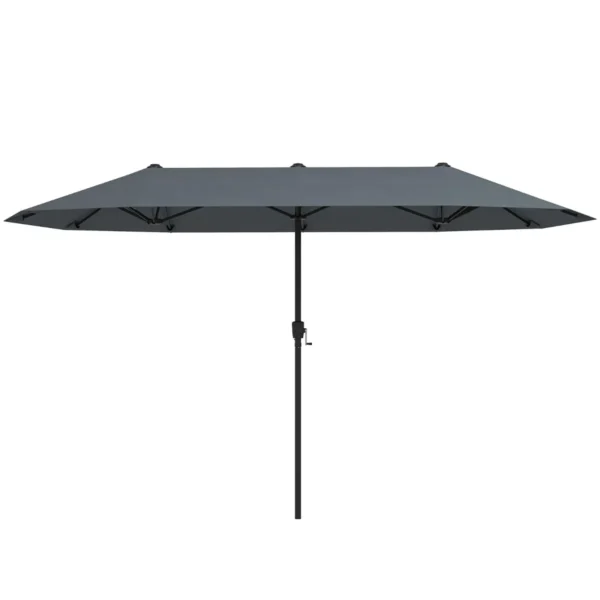 392 Cm Dubbele Terrasparasol Grote Dubbele Parasol Met Zwengel En 12 Sterke Baleinen Oversized Rechthoekige Parasol Grijs