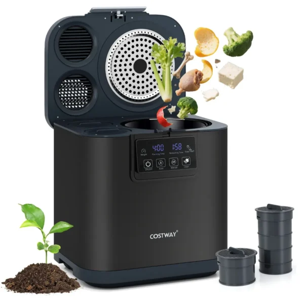 4L Elektrische Compostbak Voor Keuken Slimme Afvalbak Voor Op Het Aanrecht Zelfreinigend LED-Display Compostbak Voor Binnen Buiten
