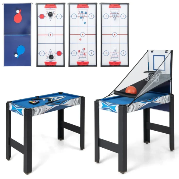 6 In 1 Speeltafel Multi-Spellentafel Met Basketbal Biljart Tafeltennis Hockey Sjoelbak Bowling Voor Kinderen En Volwassenen