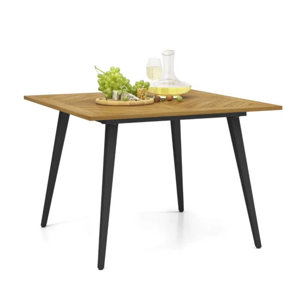 Acaciahouten Tuintafel Voor 4 Personen 107 X 107 Cm Vierkante Eettafel Voor Buiten Met 5 Cm Parasolgat Voor Terras