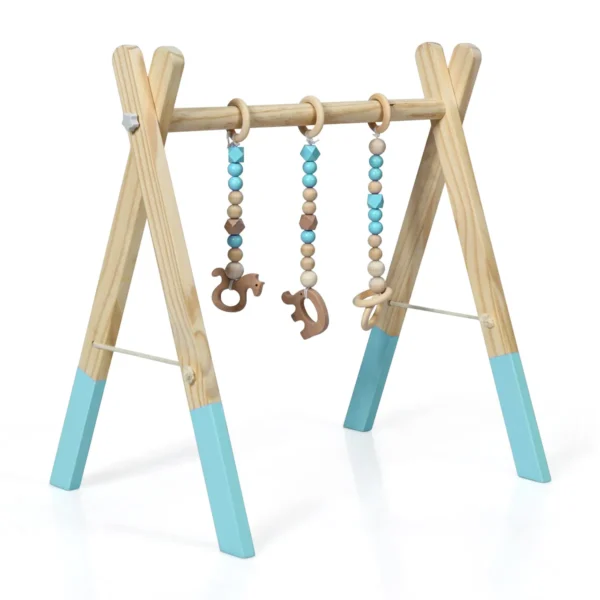 Baby Gym Baby Speeltoestellen Trapeze Speelboog Houten Speelgoed Activiteitencentrum Met 3 Kinderspeelgoed-Groen