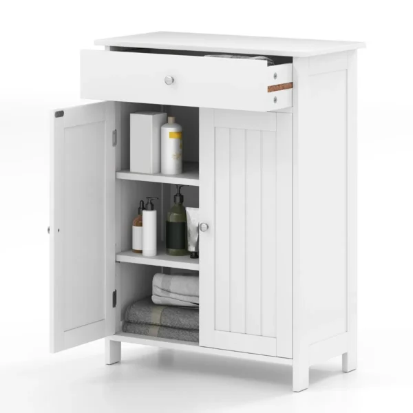 Badkamerkast Met Lade & 2 Deuren & Verstelbare Plank Badkamerdressoir Badkamerkast Wit