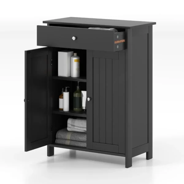Badkamerkast Met Lade & 2 Deuren & Verstelbare Plank Badkamerdressoir Badkamerkast Zwart