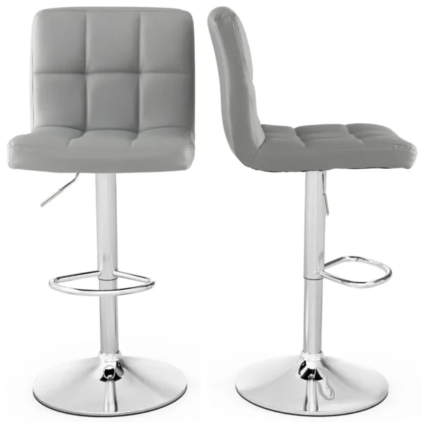 Barkruk Van PU Leer In Hoogte Verstelbaar 360° Draaibare Zitting Voetensteun Anti-Slip Metalen Onderstel Voor Eetkamer Kookeiland -2