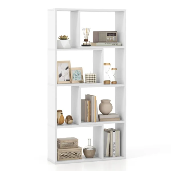 Boekenkast Met 4 Niveaus Staande Kast Met 8 Vakken Kubusrek Rek 60 X 20 X 120 Cm Wit