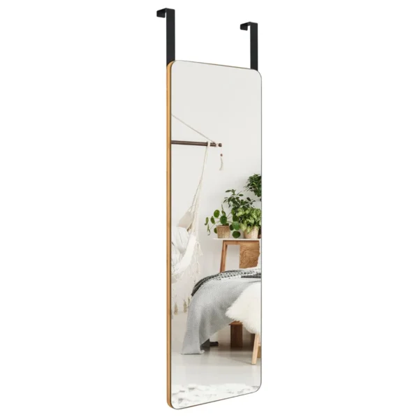 Deurspiegel Wandspiegel Met Bamboeframe Moderne Hangende Make-upspiegel Voor Hal Woonkamer Slaapkamer 100 X 35 Cm