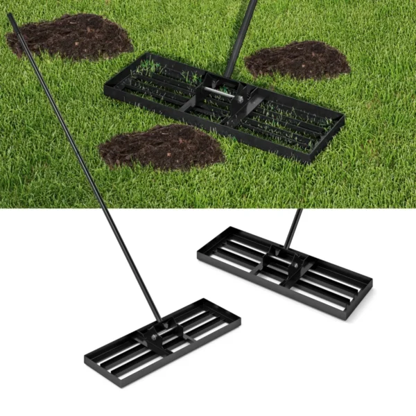 Gazonhark Metalen Gazonrakel Met Ergonomische Handgreep Nivellering Van Zandbodem Voor Tuin Golfbaan 75 Cm X 25 Cm-Zwart