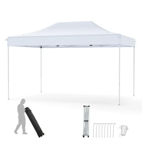 Instant Tuingazebo Tuintent Met Afwateringsgaten Roltas 4 Touwen 8 Haringen Verstelbare Overkapping Voor Bruiloften-Wit