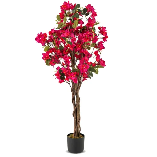 Kunstboom Met Bloemen 120 Cm Kunstplant In Pot Kunstmatige Bougainvillea Boom Nep Potplant Kunstplanten Voor Binnen Buiten-Roze-1