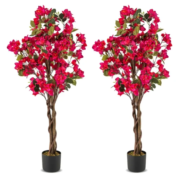 Kunstboom Met Bloemen 120 Cm Kunstplant In Pot Kunstmatige Bougainvillea Boom Nep Potplant Kunstplanten Voor Binnen Buiten-Roze-2