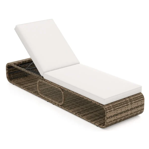 Ligstoel Van Rattan Voor In De Tuin Met Kussen En Verstelbare Rugleuning Belastbaar Tot 180 Kg