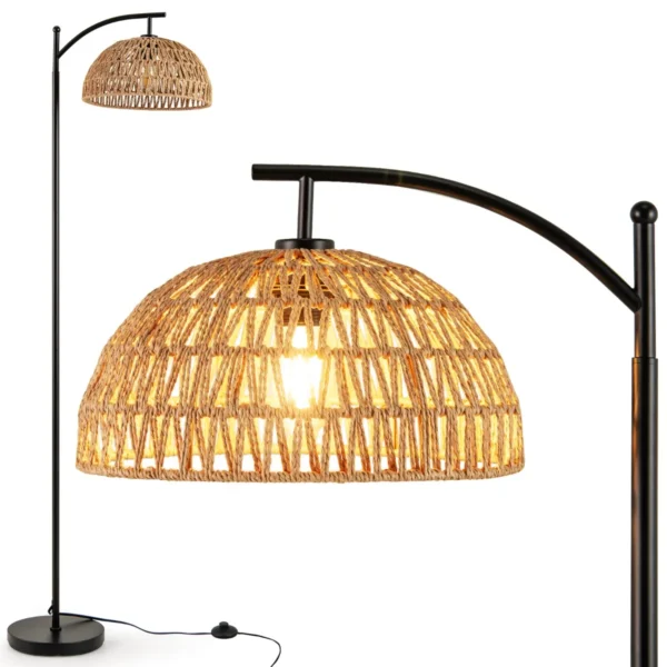 Staande Lamp Woonkamerlamp Met Hanglamp Standaard E26-Fitting Voetschakelaar Metalen Paal 25 × 25 × 160 Cm