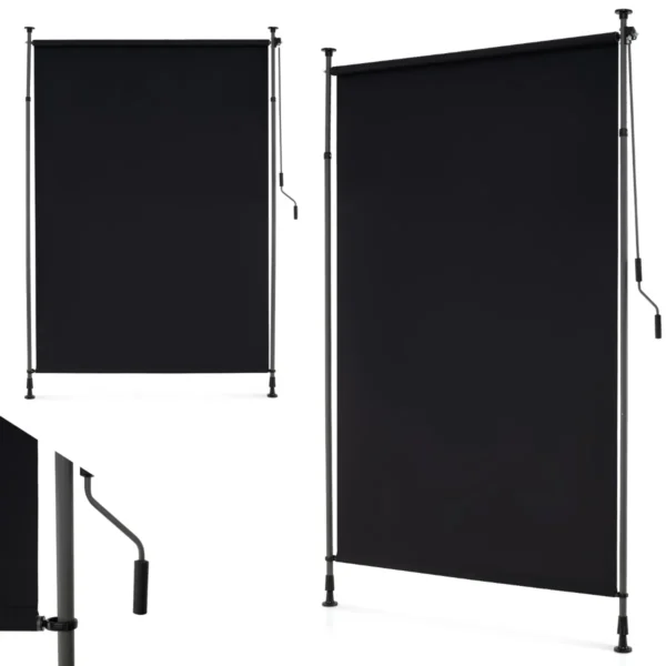 Verticaal Uittrekbaar Zonnescherm Voor Buiten Verticale Luifel Zonder Boren Balkonrolgordijn Met Zwengel 200 X 220-310 Cm