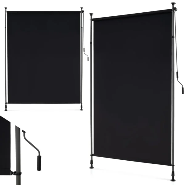 Verticaal Uittrekbaar Zonnescherm Voor Buiten Verticale Luifel Zonder Boren Balkonrolgordijn Met Zwengel 250 X 220-310 Cm